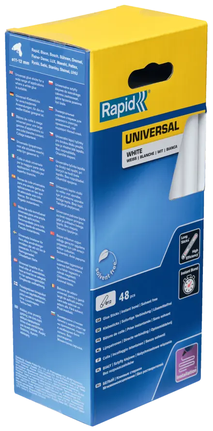 Rapid 12 mm lijmpatronen Universeel Wit