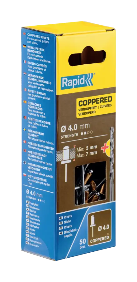 Remaches Rapid cobreados Ø4,0 x 10 mm