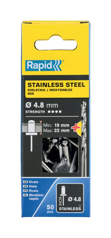 Rapid RVS blindklinknagels Ø4,8 x 25 mm