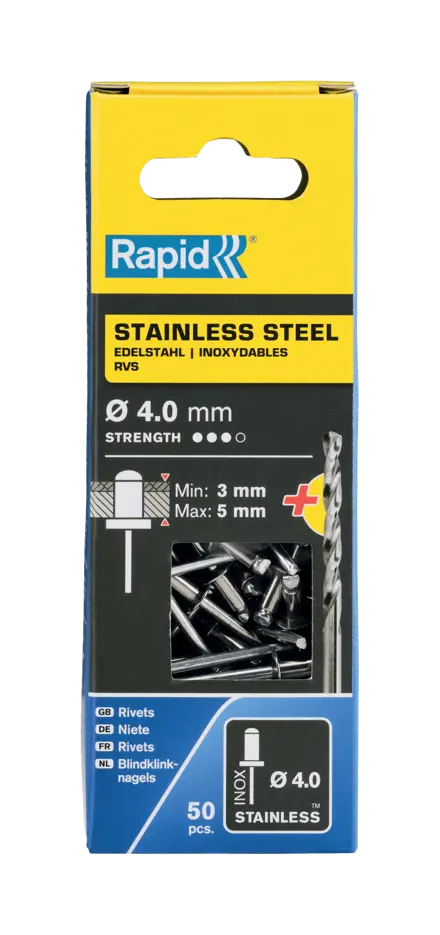 Remaches Rapid de acero inoxidable Ø4,0 x 8 mm