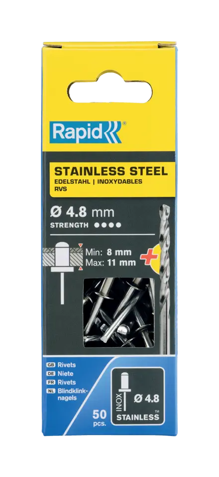 Rapid RVS blindklinknagels Ø4,8 x 14 mm