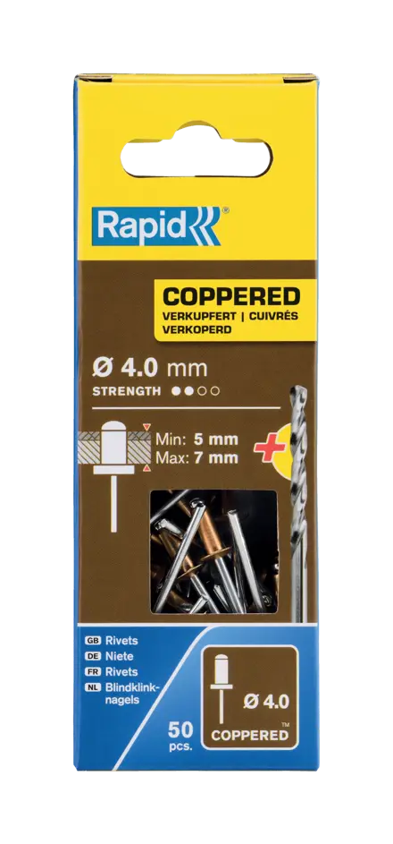 Remaches Rapid cobreados Ø4,0 x 10 mm