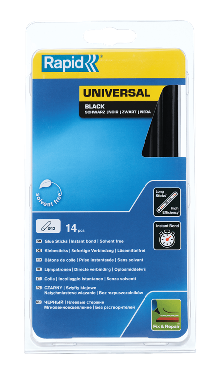 Rapid 12 mm Glue Sticks Universal Black